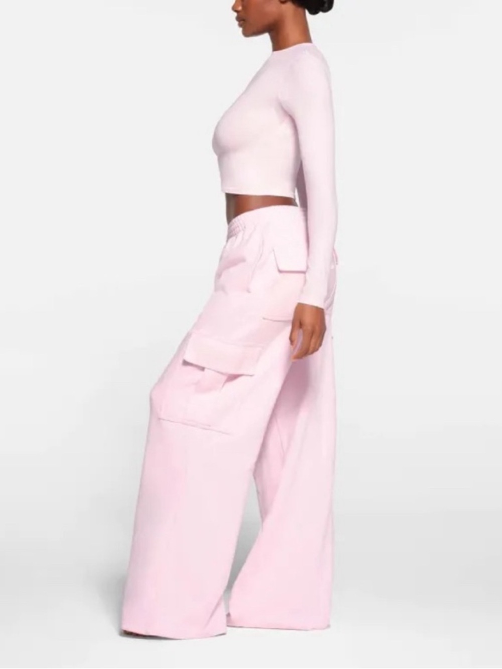 SKIMS Cotton Fleece Cargo Pants In Cherry Blossom